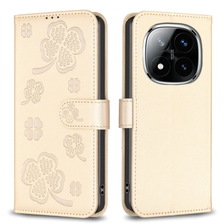 Four-leaf Embossed Leather Phone Case, For Redmi Note 14 Pro 5G / Note 14 Pro+ 5G, For Redmi 14C 4G