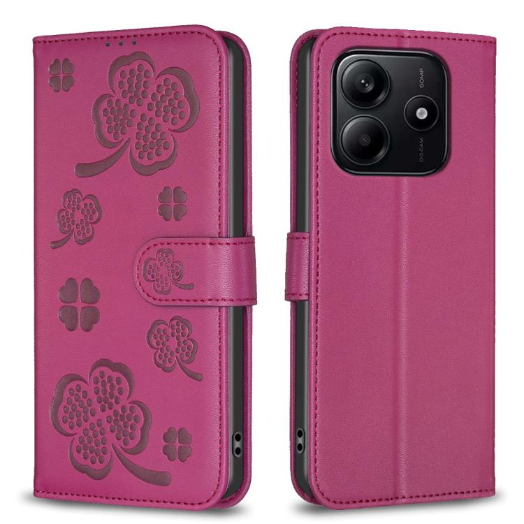 Four-leaf Embossed Leather Phone Case, For Redmi K90 Max 5G, For Redmi Note 14 Pro 4G, For Redmi Note 14 4G 163.25mm, For Redmi Note 14 5G, For Redmi Note 14 Pro 5G / Note 14 Pro+ 5G, For Redmi 14C 4G