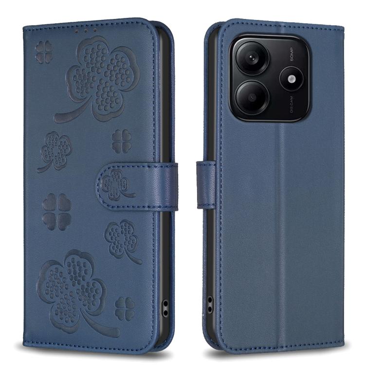 Four-leaf Embossed Leather Phone Case, For Redmi K90 Max 5G, For Redmi Note 14 Pro 4G, For Redmi Note 14 4G 163.25mm, For Redmi Note 14 5G, For Redmi Note 14 Pro 5G / Note 14 Pro+ 5G, For Redmi 14C 4G