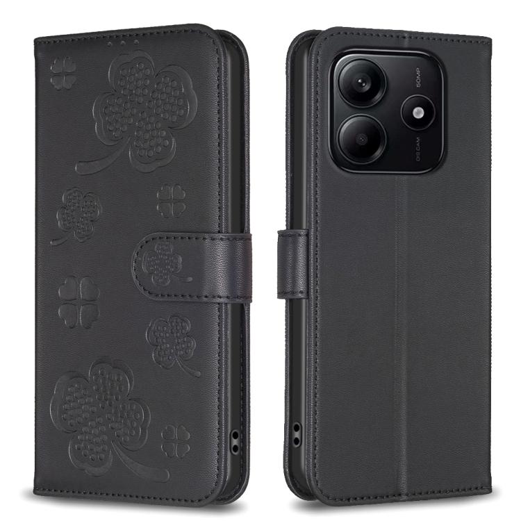Four-leaf Embossed Leather Phone Case, For Redmi K90 Max 5G, For Redmi Note 14 Pro 4G, For Redmi Note 14 4G 163.25mm, For Redmi Note 14 5G, For Redmi Note 14 Pro 5G / Note 14 Pro+ 5G, For Redmi 14C 4G