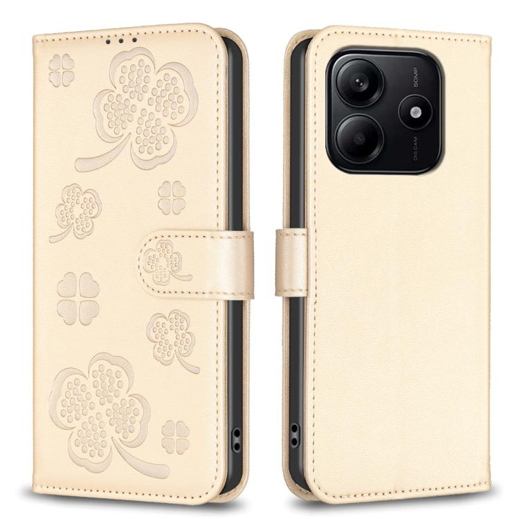 Four-leaf Embossed Leather Phone Case, For Redmi K90 Max 5G, For Redmi Note 14 Pro 4G, For Redmi Note 14 4G 163.25mm, For Redmi Note 14 5G, For Redmi Note 14 Pro 5G / Note 14 Pro+ 5G, For Redmi 14C 4G