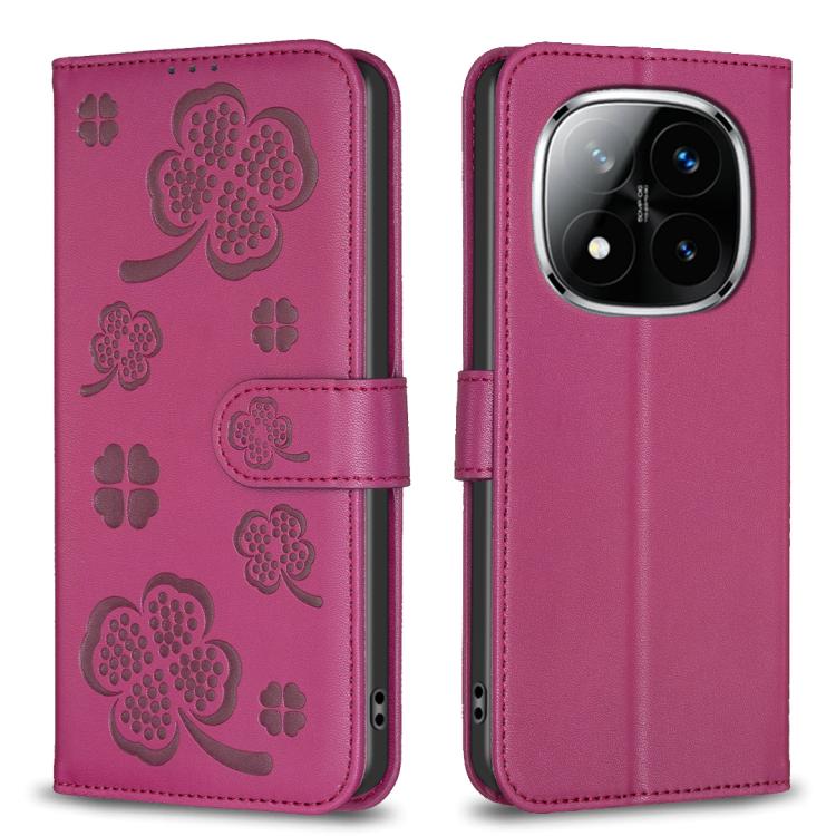 Four-leaf Embossed Leather Phone Case, For Redmi K90 Max 5G, For Redmi Note 14 Pro 4G, For Redmi Note 14 4G 163.25mm, For Redmi Note 14 5G, For Redmi Note 14 Pro 5G / Note 14 Pro+ 5G, For Redmi 14C 4G