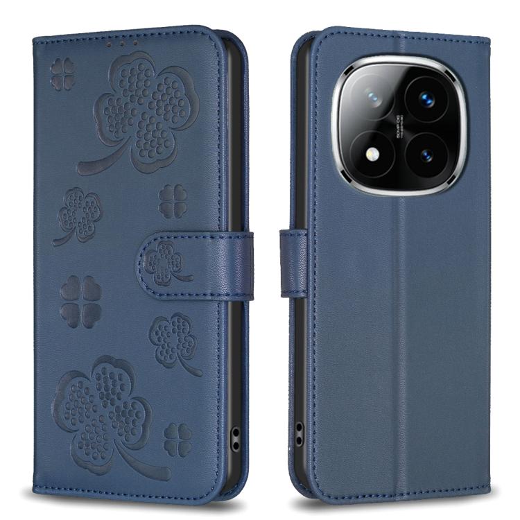 Four-leaf Embossed Leather Phone Case, For Redmi K90 Max 5G, For Redmi Note 14 Pro 4G, For Redmi Note 14 4G 163.25mm, For Redmi Note 14 5G, For Redmi Note 14 Pro 5G / Note 14 Pro+ 5G, For Redmi 14C 4G