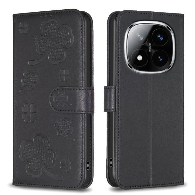 Four-leaf Embossed Leather Phone Case, For Redmi K90 Max 5G, For Redmi Note 14 Pro 4G, For Redmi Note 14 4G 163.25mm, For Redmi Note 14 5G, For Redmi Note 14 Pro 5G / Note 14 Pro+ 5G, For Redmi 14C 4G