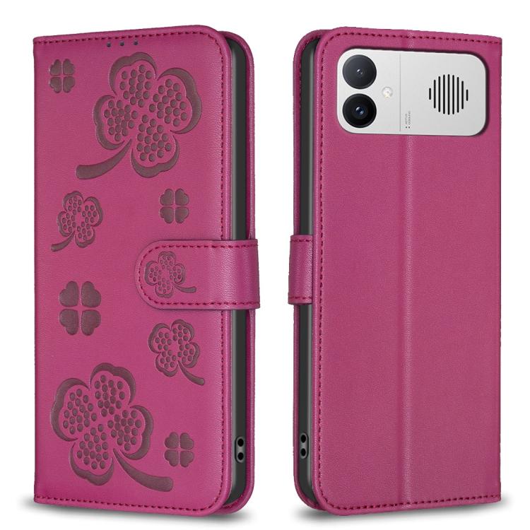 Four-leaf Embossed Leather Phone Case, For Redmi K90 Max 5G, For Redmi Note 14 Pro 4G, For Redmi Note 14 4G 163.25mm, For Redmi Note 14 5G, For Redmi Note 14 Pro 5G / Note 14 Pro+ 5G, For Redmi 14C 4G