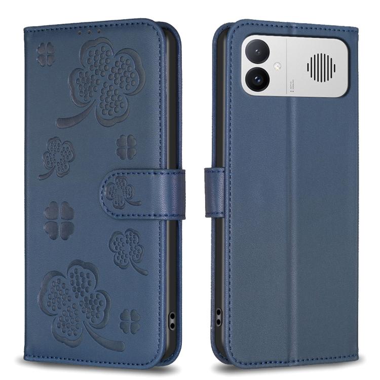 Four-leaf Embossed Leather Phone Case, For Redmi K90 Max 5G, For Redmi Note 14 Pro 4G, For Redmi Note 14 4G 163.25mm, For Redmi Note 14 5G, For Redmi Note 14 Pro 5G / Note 14 Pro+ 5G, For Redmi 14C 4G