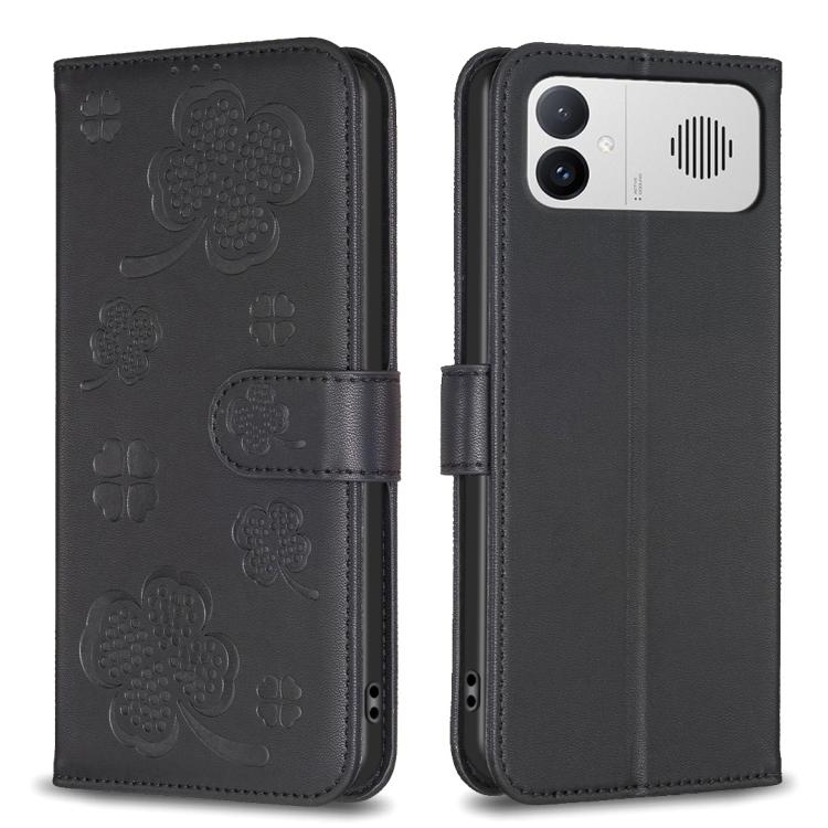 Four-leaf Embossed Leather Phone Case, For Redmi K90 Max 5G, For Redmi Note 14 Pro 4G, For Redmi Note 14 4G 163.25mm, For Redmi Note 14 5G, For Redmi Note 14 Pro 5G / Note 14 Pro+ 5G, For Redmi 14C 4G