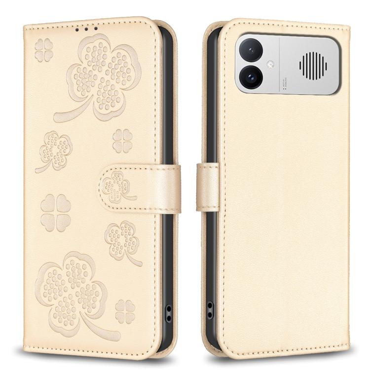 Four-leaf Embossed Leather Phone Case, For Redmi K90 Max 5G, For Redmi Note 14 Pro 4G, For Redmi Note 14 4G 163.25mm, For Redmi Note 14 5G, For Redmi Note 14 Pro 5G / Note 14 Pro+ 5G, For Redmi 14C 4G