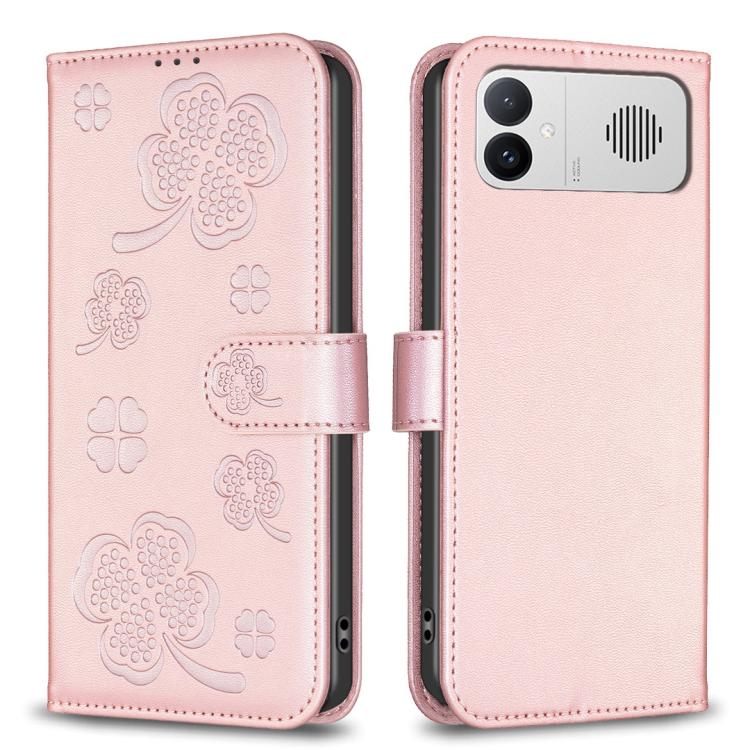 Four-leaf Embossed Leather Phone Case, For Redmi K90 Max 5G, For Redmi Note 14 Pro 4G, For Redmi Note 14 4G 163.25mm, For Redmi Note 14 5G, For Redmi Note 14 Pro 5G / Note 14 Pro+ 5G, For Redmi 14C 4G