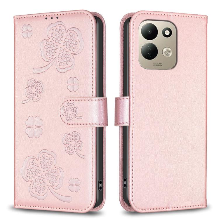 Four-leaf Embossed Leather Phone Case, For Redmi Note 17 Pro 5G Global 163mm, For Redmi Note 17 Pro+ 5G Global 163mm, For Redmi 17 4G / 5G Global 170mm, For Redmi Note 17 4G Global 171mm, For Redmi K90 Max 5G, For Redmi Note 14 Pro 4G                  ...