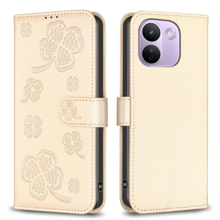Four-leaf Embossed Leather Phone Case, For Redmi Note 17 Pro 5G Global 163mm, For Redmi Note 17 Pro+ 5G Global 163mm, For Redmi 17 4G / 5G Global 170mm, For Redmi Note 17 4G Global 171mm, For Redmi K90 Max 5G, For Redmi Note 14 Pro 4G                  ...