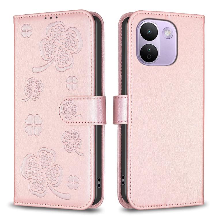 Four-leaf Embossed Leather Phone Case, For Redmi Note 17 Pro 5G Global 163mm, For Redmi Note 17 Pro+ 5G Global 163mm, For Redmi 17 4G / 5G Global 170mm, For Redmi Note 17 4G Global 171mm, For Redmi K90 Max 5G, For Redmi Note 14 Pro 4G                  ...