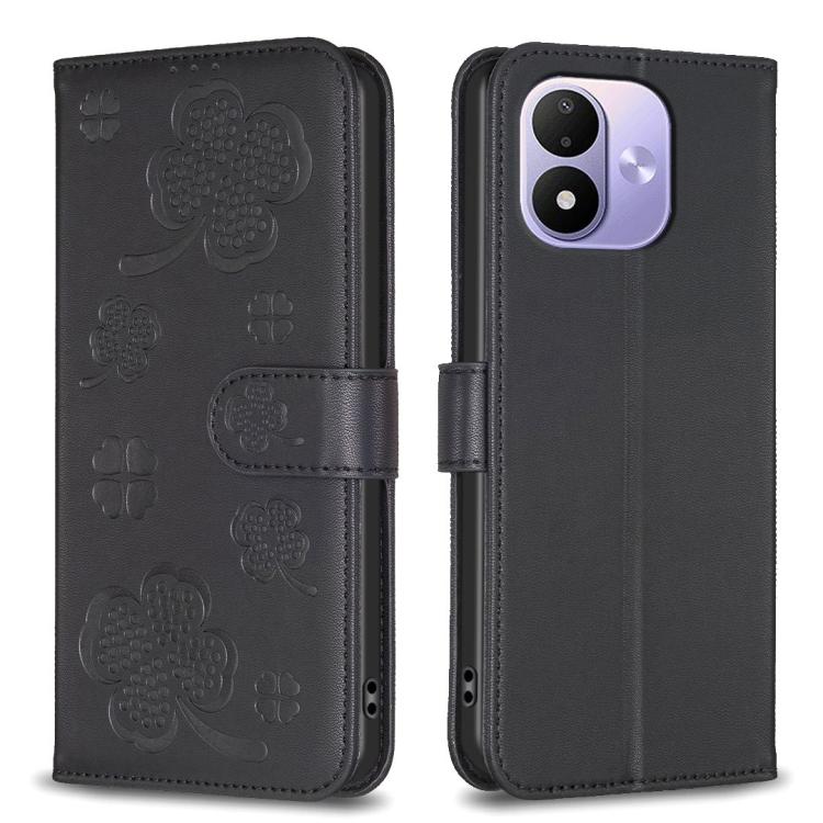 Four-leaf Embossed Leather Phone Case, For Redmi Note 17 Pro 5G Global 163mm, For Redmi Note 17 Pro+ 5G Global 163mm, For Redmi 17 4G / 5G Global 170mm, For Redmi Note 17 4G Global 171mm, For Redmi K90 Max 5G, For Redmi Note 14 Pro 4G                  ...