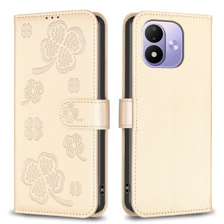 Four-leaf Embossed Leather Phone Case, For Redmi Note 17 Pro 5G Global 163mm, For Redmi Note 17 Pro+ 5G Global 163mm, For Redmi 17 4G / 5G Global 170mm, For Redmi Note 17 4G Global 171mm, For Redmi K90 Max 5G, For Redmi Note 14 Pro 4G                  ...