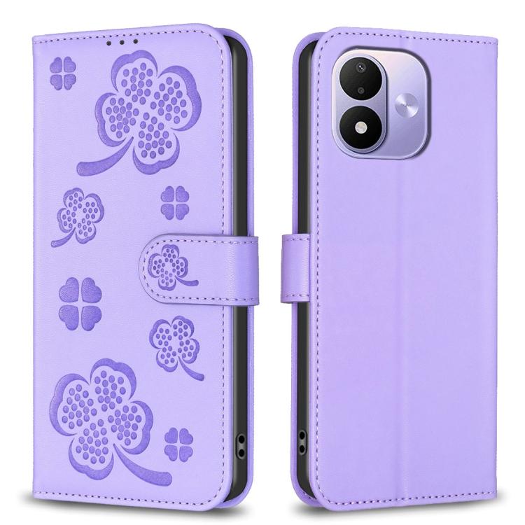 Four-leaf Embossed Leather Phone Case, For Redmi Note 17 Pro 5G Global 163mm, For Redmi Note 17 Pro+ 5G Global 163mm, For Redmi 17 4G / 5G Global 170mm, For Redmi Note 17 4G Global 171mm, For Redmi K90 Max 5G, For Redmi Note 14 Pro 4G                  ...