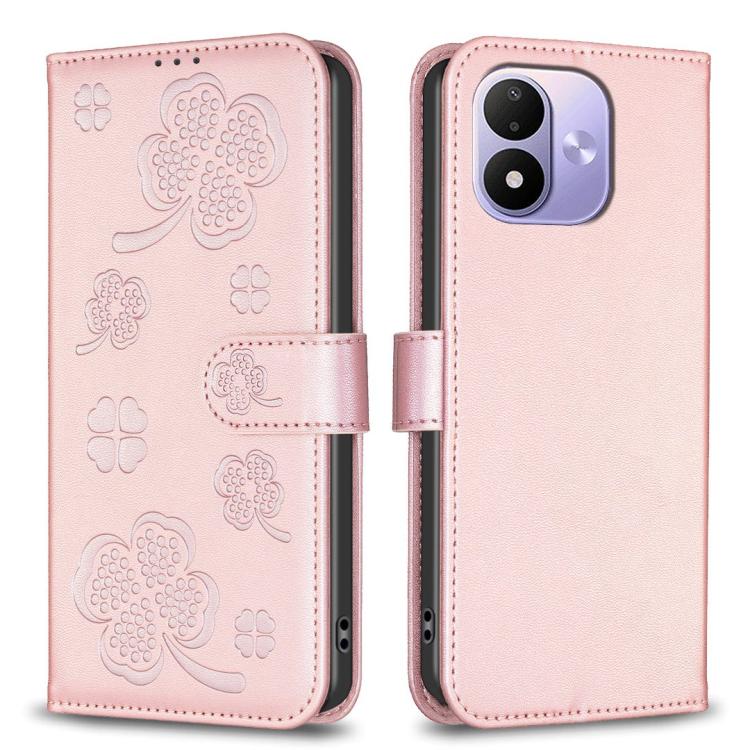 Four-leaf Embossed Leather Phone Case, For Redmi Note 17 Pro 5G Global 163mm, For Redmi Note 17 Pro+ 5G Global 163mm, For Redmi 17 4G / 5G Global 170mm, For Redmi Note 17 4G Global 171mm, For Redmi K90 Max 5G, For Redmi Note 14 Pro 4G                  ...