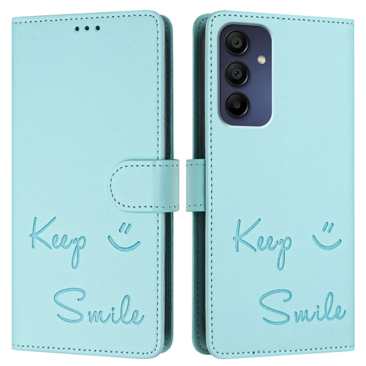 Smile Embossing RFID Leather Phone Case, For Samsung Galaxy A16 5G, For Samsung Galaxy A06 4G, For Samsung Galaxy A15 5G / 4G, For Samsung Galaxy A55 5G, For Samsung Galaxy A35 5G, For Samsung Galaxy A05 4G Global, For Samsung Galaxy A05s 4G Global    ...