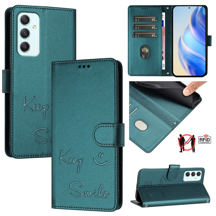 Smile Embossing RFID Leather Phone Case, For Samsung Galaxy A16 5G, For Samsung Galaxy A06 4G, For Samsung Galaxy A15 5G / 4G, For Samsung Galaxy A55 5G, For Samsung Galaxy A35 5G, For Samsung Galaxy A05 4G Global, For Samsung Galaxy A05s 4G Global    ...