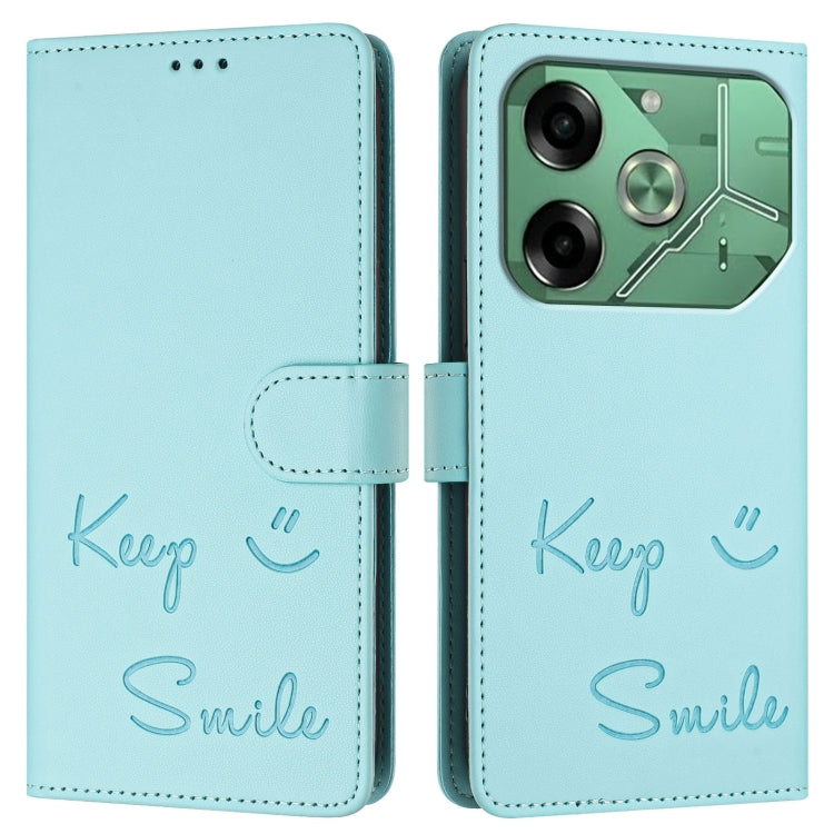 Smile Embossing RFID Leather Phone Case, For Tecno Pova 6 4G, For Tecno Pova 6 Pro / Pova 6 5G, For Tecno Camon 30 Pro 5G, For Tecno Camon 30 5G / 4G, For Tecno Spark 20 Pro+, For Tecno Spark 20 Pro, For Tecno Spark GO 2024 / Spark 20C, For Tecno Spark 20