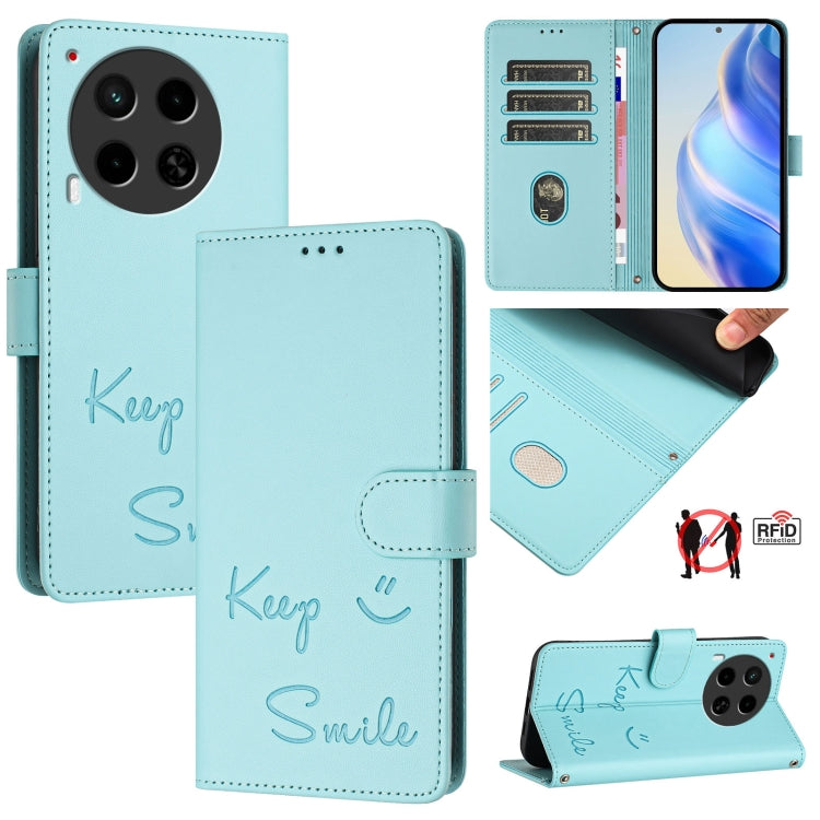 Smile Embossing RFID Leather Phone Case, For Tecno Pova 6 4G, For Tecno Pova 6 Pro / Pova 6 5G, For Tecno Camon 30 Pro 5G, For Tecno Camon 30 5G / 4G, For Tecno Spark 20 Pro+, For Tecno Spark 20 Pro, For Tecno Spark GO 2024 / Spark 20C, For Tecno Spark 20