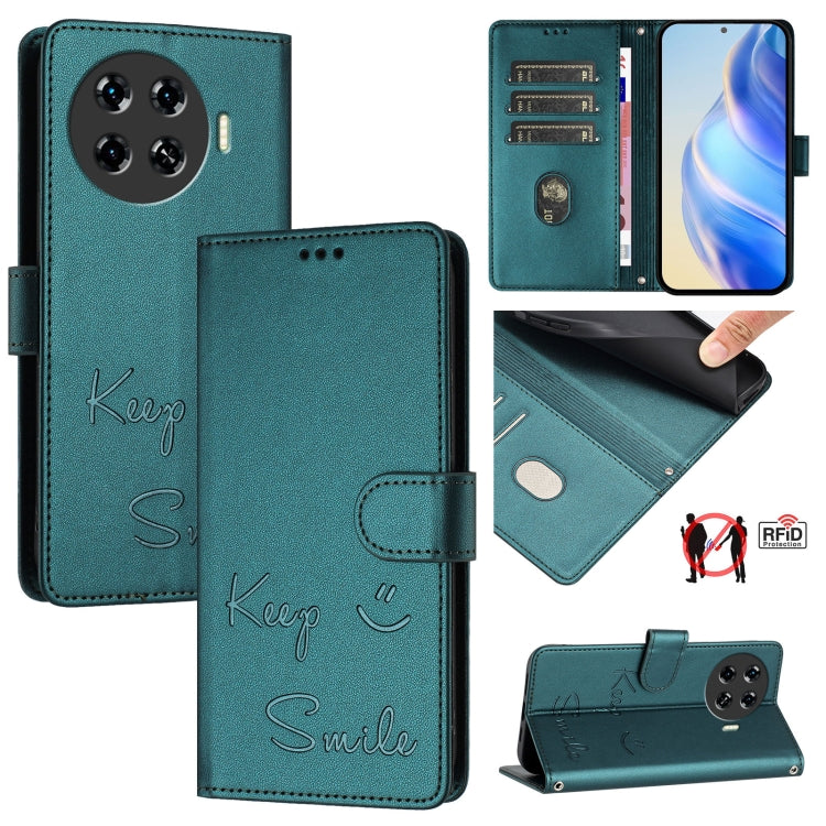 Smile Embossing RFID Leather Phone Case, For Tecno Pova 6 4G, For Tecno Pova 6 Pro / Pova 6 5G, For Tecno Camon 30 Pro 5G, For Tecno Camon 30 5G / 4G, For Tecno Spark 20 Pro+, For Tecno Spark 20 Pro, For Tecno Spark GO 2024 / Spark 20C, For Tecno Spark 20
