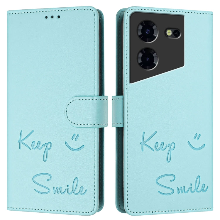 Smile Embossing RFID Leather Phone Case, For Tecno Pova 5 Pro 5G, For Tecno Pova Neo 3, For Tecno Pova 5 4G, For Tecno Camon 20 Premier 5G, For Tecno Camon 20 Pro 5G, For Tecno Camon 20 / 20 Pro 4G, For Tecno Pop 7 / Pop 7 Pro, For Tecno Spark Go 2023