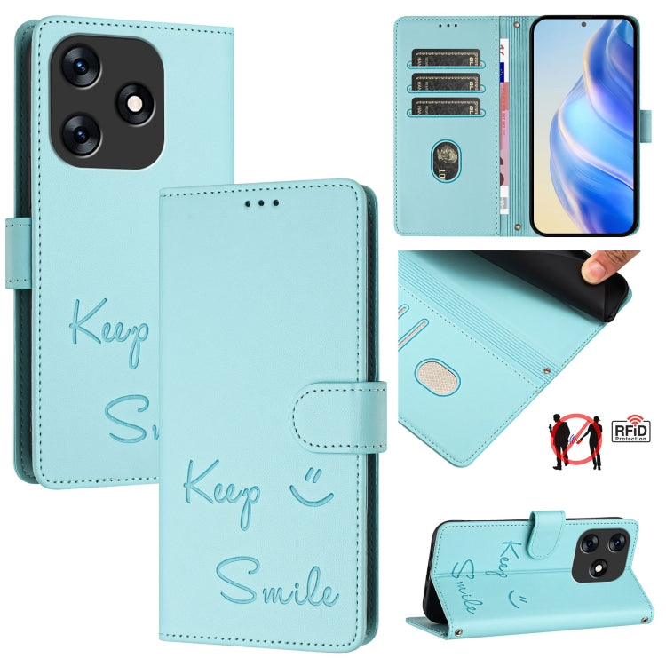 Smile Embossing RFID Leather Phone Case, For Tecno Spark 10 5G, For Tecno Spark 10C, For Tecno Spark 10 4G, For Tecno Spark 10 Pro, For Tecno Camon 19 Pro 5G, For Tecno Pova 4 Pro, For Tecno Pova 4, For Tecno Pova Neo 2