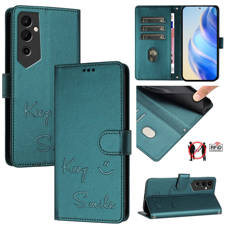 Smile Embossing RFID Leather Phone Case, For Tecno Spark 10 5G, For Tecno Spark 10C, For Tecno Spark 10 4G, For Tecno Spark 10 Pro, For Tecno Camon 19 Pro 5G, For Tecno Pova 4 Pro, For Tecno Pova 4, For Tecno Pova Neo 2
