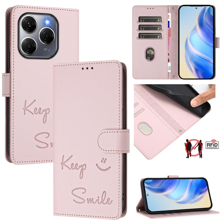 Smile Embossing RFID Leather Phone Case, For Tecno Spark 30 5G, For Tecno Spark Go 1 / Go 2025, For Tecno Spark 30C, For Tecno Spark 20 Pro 5G, For Tecno Pop 6c / itel A18, For Tecno Spark 10 Pro Magic Magenta, For Tecno Camon 30 Premier 5G            ...