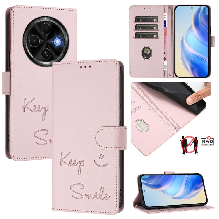 Smile Embossing RFID Leather Phone Case, For Tecno Spark 30 5G, For Tecno Spark Go 1 / Go 2025, For Tecno Spark 30C, For Tecno Spark 20 Pro 5G, For Tecno Pop 6c / itel A18, For Tecno Spark 10 Pro Magic Magenta, For Tecno Camon 30 Premier 5G            ...