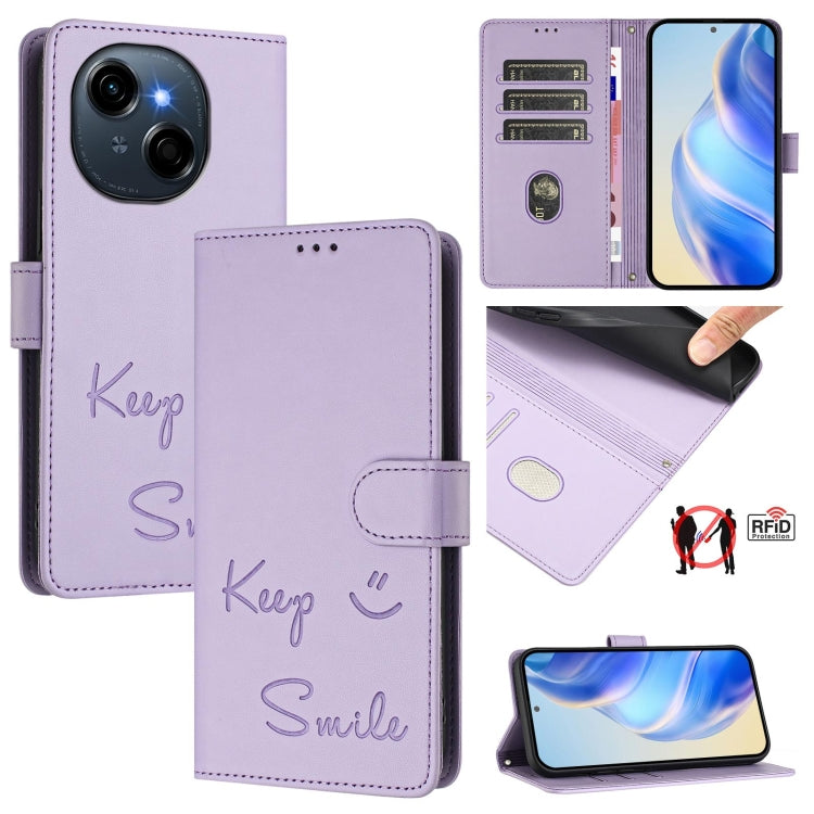 Smile Embossing RFID Leather Phone Case, For Tecno Spark 30 5G, For Tecno Spark Go 1 / Go 2025, For Tecno Spark 30C, For Tecno Spark 20 Pro 5G, For Tecno Pop 6c / itel A18, For Tecno Spark 10 Pro Magic Magenta, For Tecno Camon 30 Premier 5G            ...