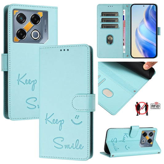 Smile Embossing RFID Leather Phone Case, For Infinix GT 20 Pro X6871, For Infinix Note 40 Pro 4G X6850, For Infinix Note 40 Pro 5G X6851, For Infinix Note 40 4G, For Infinix Hot 40 / Hot 40 Pro, For Infinix Hot 40i, For Infinix Smart 8                 ...