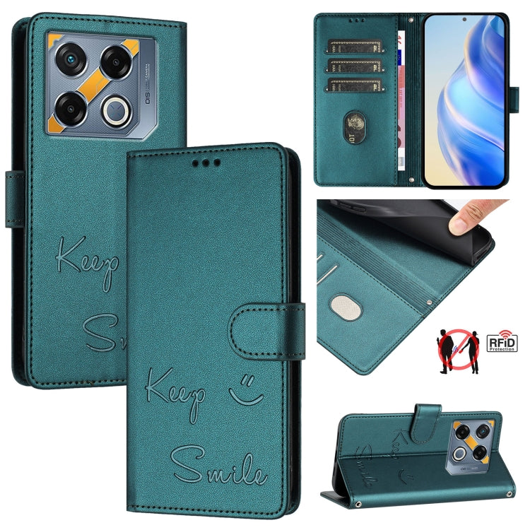 Smile Embossing RFID Leather Phone Case, For Infinix GT 20 Pro X6871, For Infinix Note 40 Pro 4G X6850, For Infinix Note 40 Pro 5G X6851, For Infinix Note 40 4G, For Infinix Hot 40 / Hot 40 Pro, For Infinix Hot 40i, For Infinix Smart 8                 ...