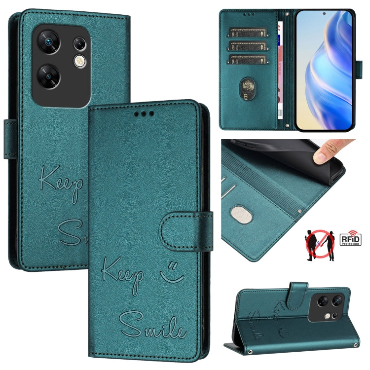 Smile Embossing RFID Leather Phone Case, For Infinix GT 20 Pro X6871, For Infinix Note 40 Pro 4G X6850, For Infinix Note 40 Pro 5G X6851, For Infinix Note 40 4G, For Infinix Hot 40 / Hot 40 Pro, For Infinix Hot 40i, For Infinix Smart 8                 ...