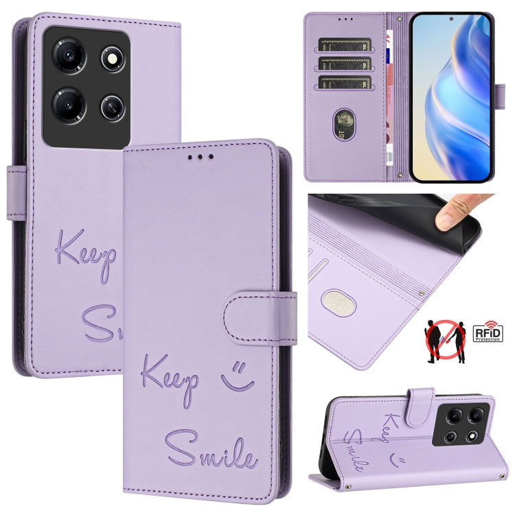 Smile Embossing RFID Leather Phone Case, For Infinix Zero 30 5G, For Infinix Hot 30 5G, For Infinix Hot 30 Play / 30 Play NFC, For Infinix Smart 7 India, For Infinix Smart 7 HD / Smart 7 Plus, For Infinix Note 30 Pro / Note 30 5G, For Infinix Note 30i ...