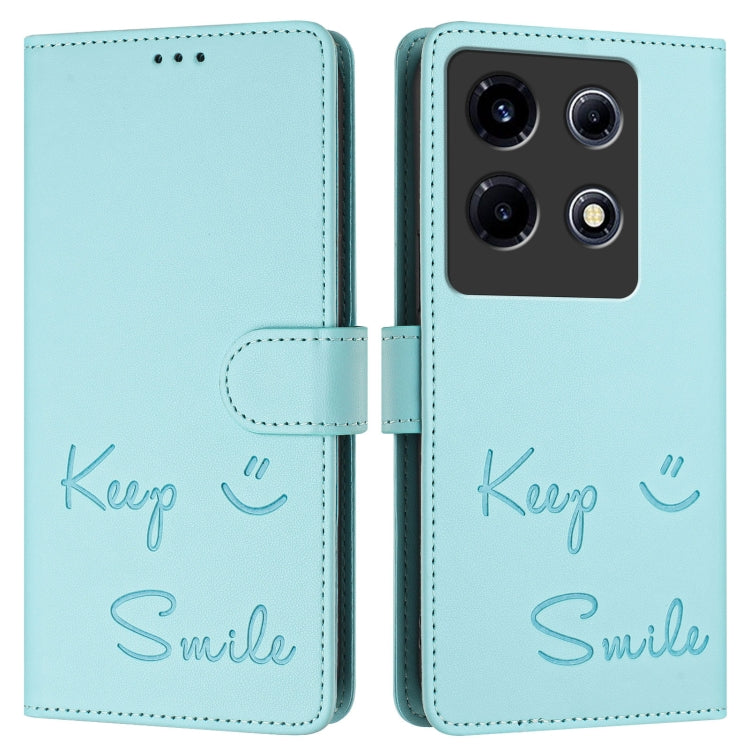 Smile Embossing RFID Leather Phone Case, For Infinix Note 30 VIP, For Infinix Hot 30i, For Infinix Hot 30 4G, For Infinix Hot 20 5G X666 / X66B, For Infinix Smart 7 X6515, For Infinix Hot 20i X665E, For Infinix Hot 20 Play                              ...