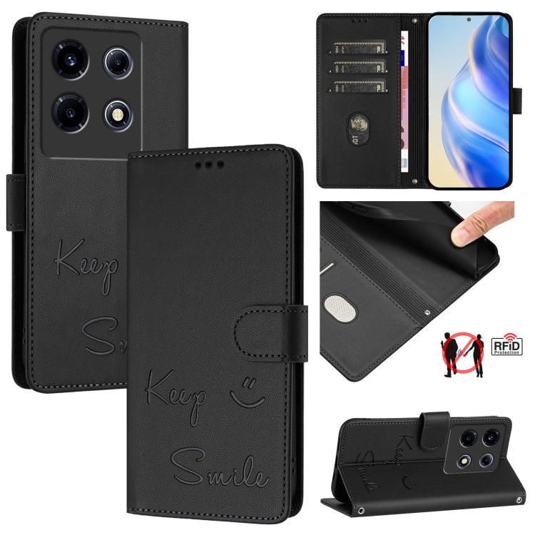Smile Embossing RFID Leather Phone Case, For Infinix Note 30 VIP, For Infinix Hot 30i, For Infinix Hot 30 4G, For Infinix Hot 20 5G X666 / X66B, For Infinix Smart 7 X6515, For Infinix Hot 20i X665E, For Infinix Hot 20 Play                              ...