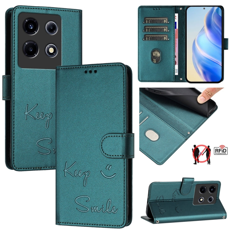 Smile Embossing RFID Leather Phone Case, For Infinix Note 30 VIP, For Infinix Hot 30i, For Infinix Hot 30 4G, For Infinix Hot 20 5G X666 / X66B, For Infinix Smart 7 X6515, For Infinix Hot 20i X665E, For Infinix Hot 20 Play                              ...