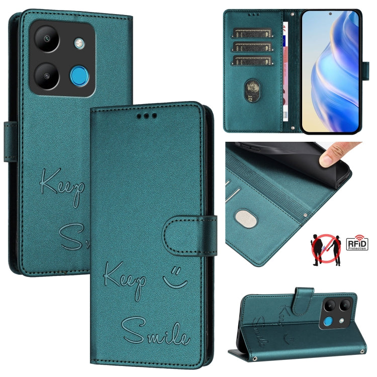 Smile Embossing RFID Leather Phone Case, For Infinix Note 30 VIP, For Infinix Hot 30i, For Infinix Hot 30 4G, For Infinix Hot 20 5G X666 / X66B, For Infinix Smart 7 X6515, For Infinix Hot 20i X665E, For Infinix Hot 20 Play                              ...
