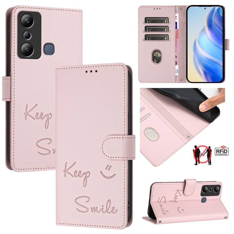 Smile Embossing RFID Leather Phone Case, For Infinix Note 30 VIP, For Infinix Hot 30i, For Infinix Hot 30 4G, For Infinix Hot 20 5G X666 / X66B, For Infinix Smart 7 X6515, For Infinix Hot 20i X665E, For Infinix Hot 20 Play                              ...