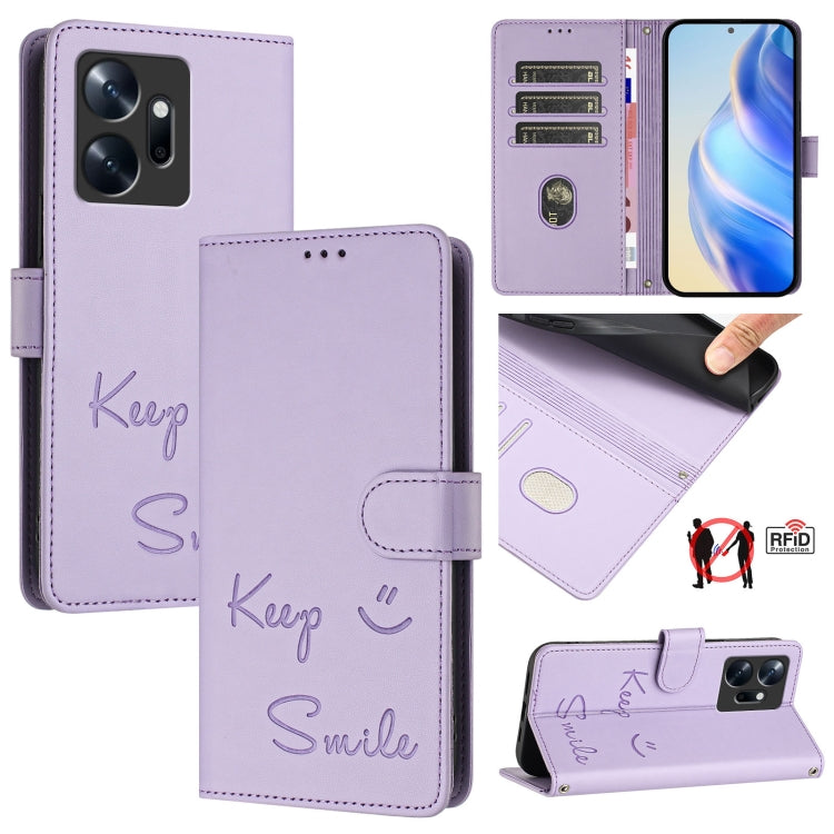 Smile Embossing RFID Leather Phone Case, For Infinix Hot 20 4G X6826, For Infinix Zero 20, For Infinix Note 12 Pro 4G / Note 12 2023, For Infinix Note 12 Pro 5G / Note 12 5G, For Infinix Hot 10T / 10S, For Infinix Hot 10i