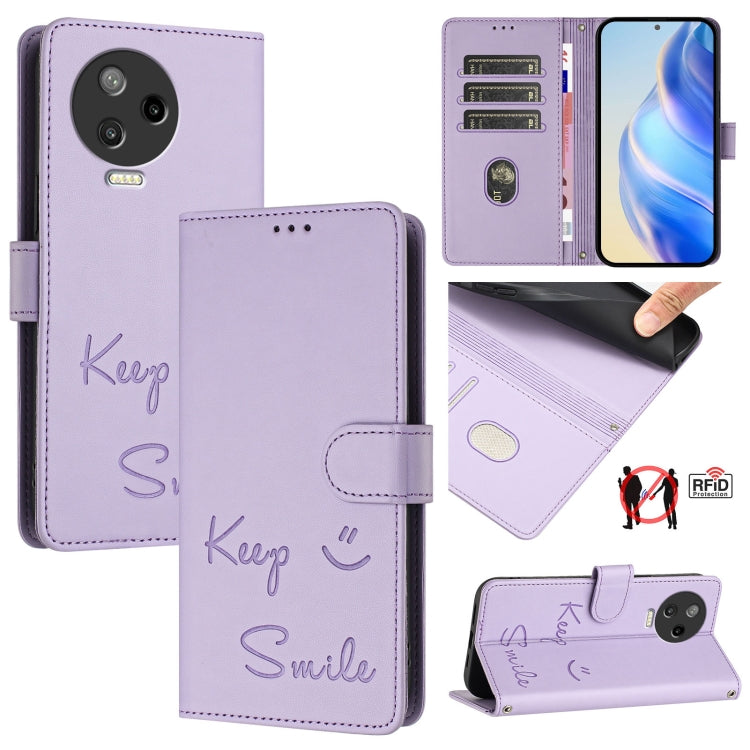 Smile Embossing RFID Leather Phone Case, For Infinix Hot 20 4G X6826, For Infinix Zero 20, For Infinix Note 12 Pro 4G / Note 12 2023, For Infinix Note 12 Pro 5G / Note 12 5G, For Infinix Hot 10T / 10S, For Infinix Hot 10i