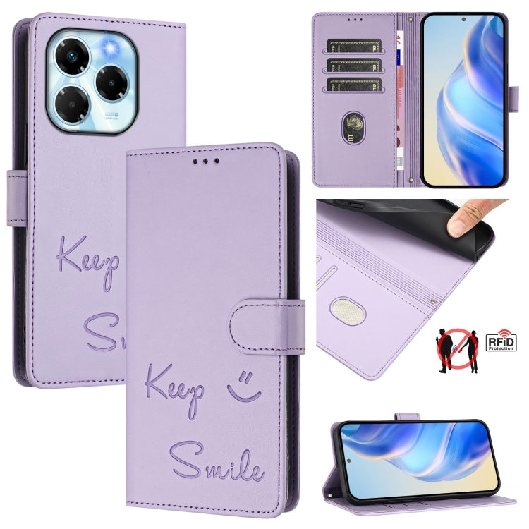 Smile Embossing RFID Leather Phone Case, For Infinix Hot 50i 5G / Smart 9 4G, For Infinix Hot 50 Pro+ 4G, For Infinix Hot 50 4G, For Infinix Hot 50 5G, For Infinix Zero 40 4G / 5G, For Infinix Note 40X 5G, For Infinix Note 40 5G                        ...