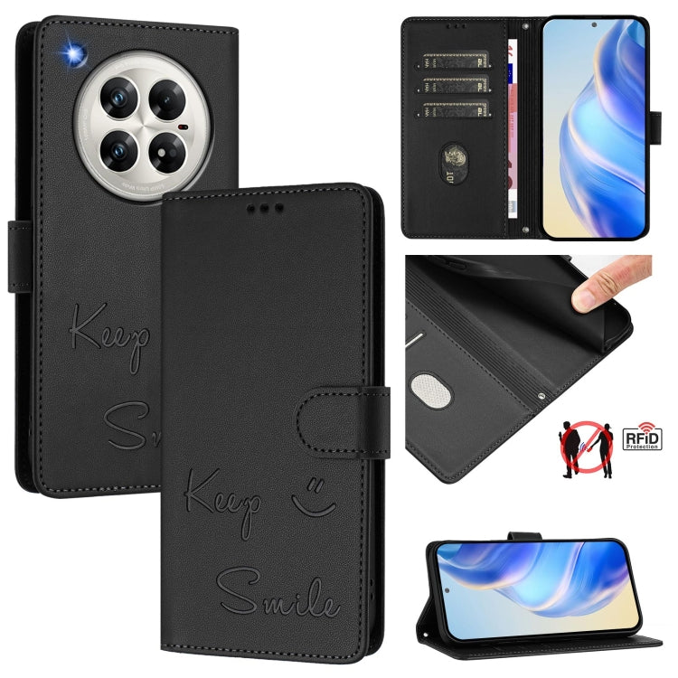 Smile Embossing RFID Leather Phone Case, For Infinix Hot 50i 5G / Smart 9 4G, For Infinix Hot 50 Pro+ 4G, For Infinix Hot 50 4G, For Infinix Hot 50 5G, For Infinix Zero 40 4G / 5G, For Infinix Note 40X 5G, For Infinix Note 40 5G                        ...