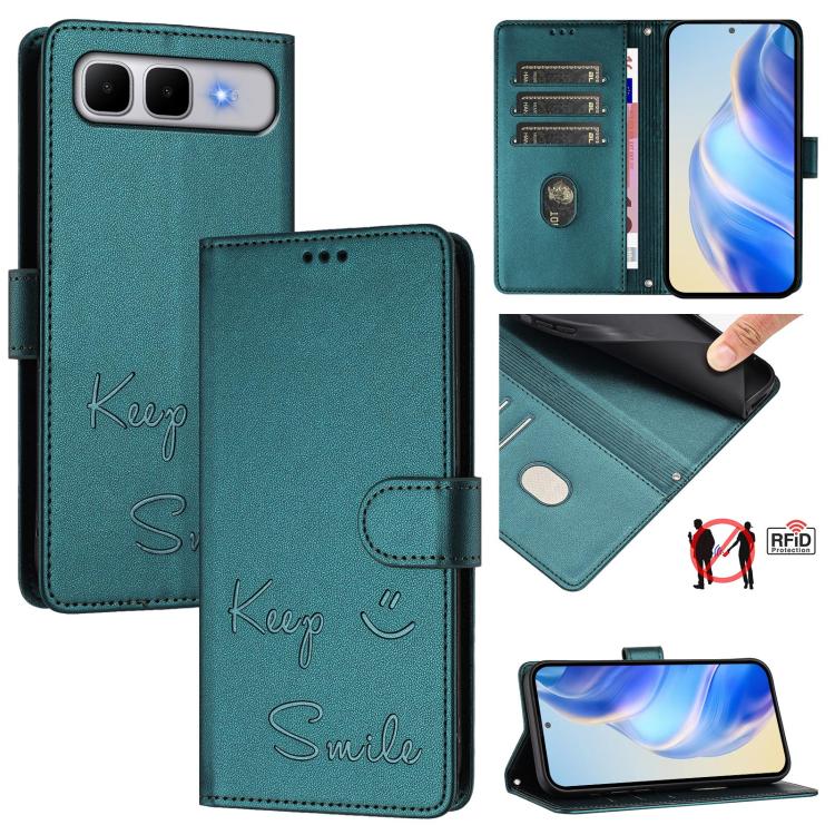 Smile Embossing RFID Leather Phone Case, For Infinix GT 50 Pro 5G, For Infinix Note Edge 5G Global, For Infinix Smart 20 4G / X6840, For Infinix Note 60 5G / Note 60 Pro 5G, For Infinix Hot 60i 5G / Tecno Spark Go 5G, For Infinix Smart 10 Plus         ...