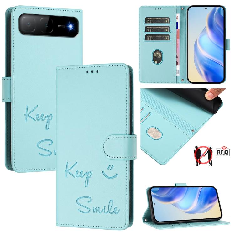 Smile Embossing RFID Leather Phone Case, For Infinix GT 50 Pro 5G, For Infinix Note Edge 5G Global, For Infinix Smart 20 4G / X6840, For Infinix Note 60 5G / Note 60 Pro 5G, For Infinix Hot 60i 5G / Tecno Spark Go 5G, For Infinix Smart 10 Plus         ...