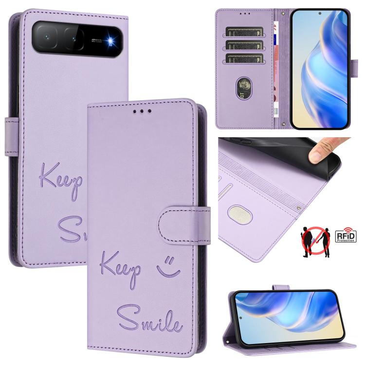 Smile Embossing RFID Leather Phone Case, For Infinix GT 50 Pro 5G, For Infinix Note Edge 5G Global, For Infinix Smart 20 4G / X6840, For Infinix Note 60 5G / Note 60 Pro 5G, For Infinix Hot 60i 5G / Tecno Spark Go 5G, For Infinix Smart 10 Plus         ...