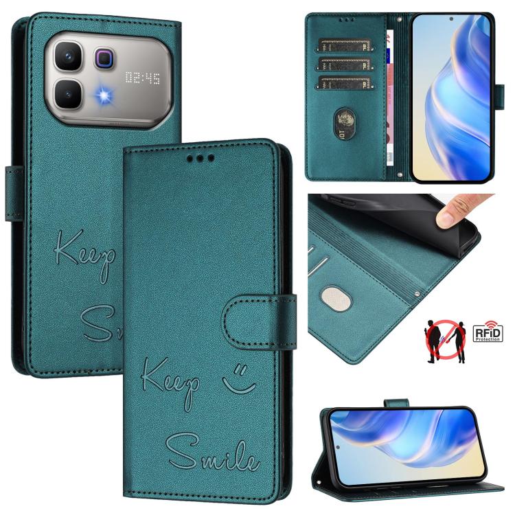 Smile Embossing RFID Leather Phone Case, For Infinix GT 50 Pro 5G, For Infinix Note Edge 5G Global, For Infinix Smart 20 4G / X6840, For Infinix Note 60 5G / Note 60 Pro 5G, For Infinix Hot 60i 5G / Tecno Spark Go 5G, For Infinix Smart 10 Plus         ...