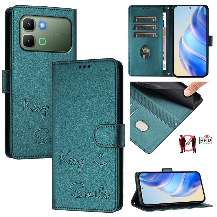Smile Embossing RFID Leather Phone Case, For Infinix GT 50 Pro 5G, For Infinix Note Edge 5G Global, For Infinix Smart 20 4G / X6840, For Infinix Note 60 5G / Note 60 Pro 5G, For Infinix Hot 60i 5G / Tecno Spark Go 5G, For Infinix Smart 10 Plus         ...