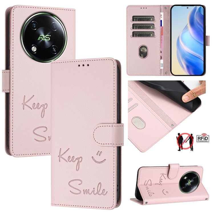 Smile Embossing RFID Leather Phone Case, For itel A23 Pro / A17, For itel P55 5G, For itel RS4 S666LN, For itel S24, For itel P55+, For itel P55 4G, For itel A05s, For itel A70